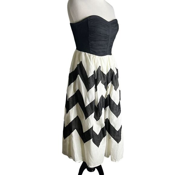 Leifnotes Cherie Chevron Dress Black White Size 0 - Picture 4 of 10